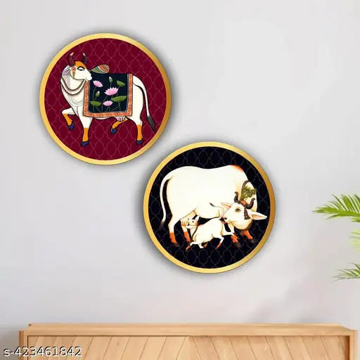 Cow wall painting for home (set of 2)